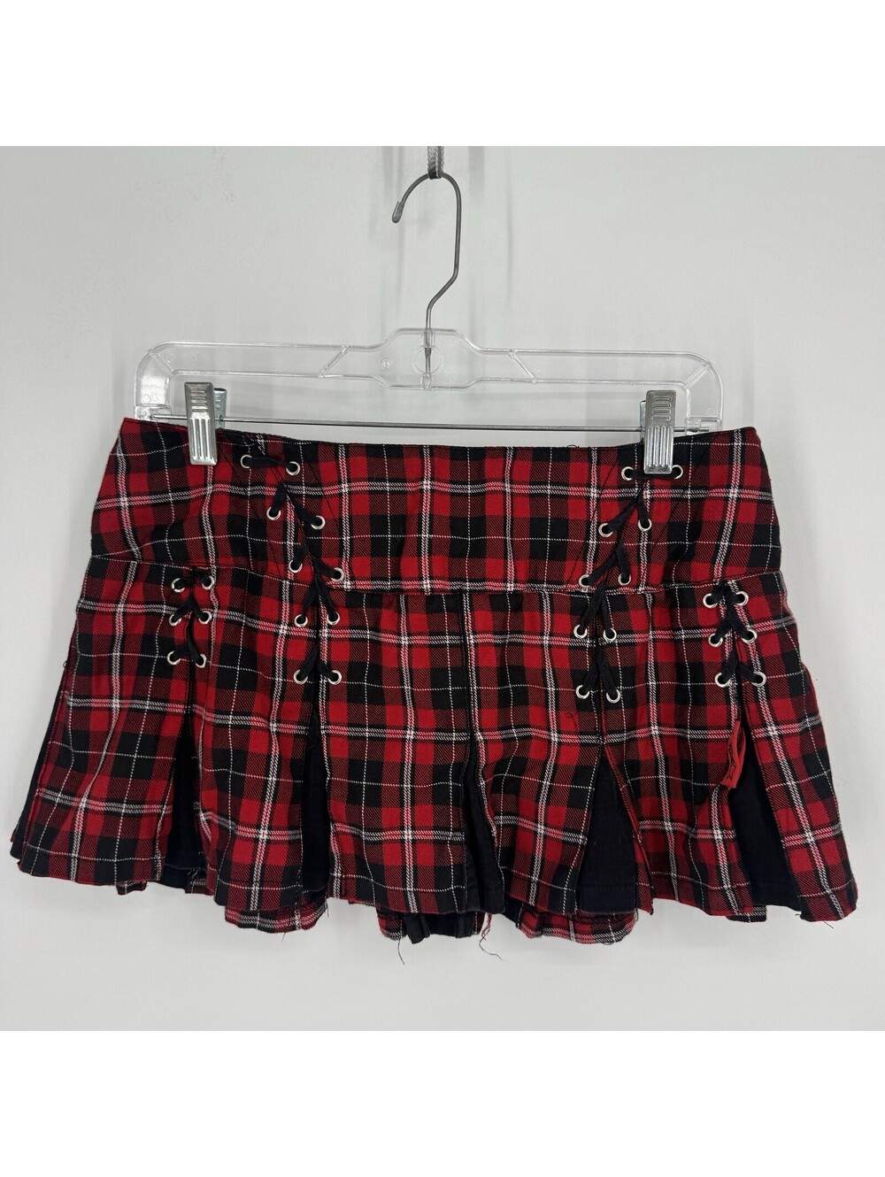 Tripp Nyc skirt medium M black red plaid corset mini goth punk emo 90s y2k prep